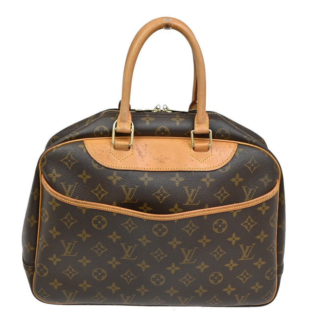 Louis Vuitton Deauville Handbag Monogram Canvas Brown Leather Handbag