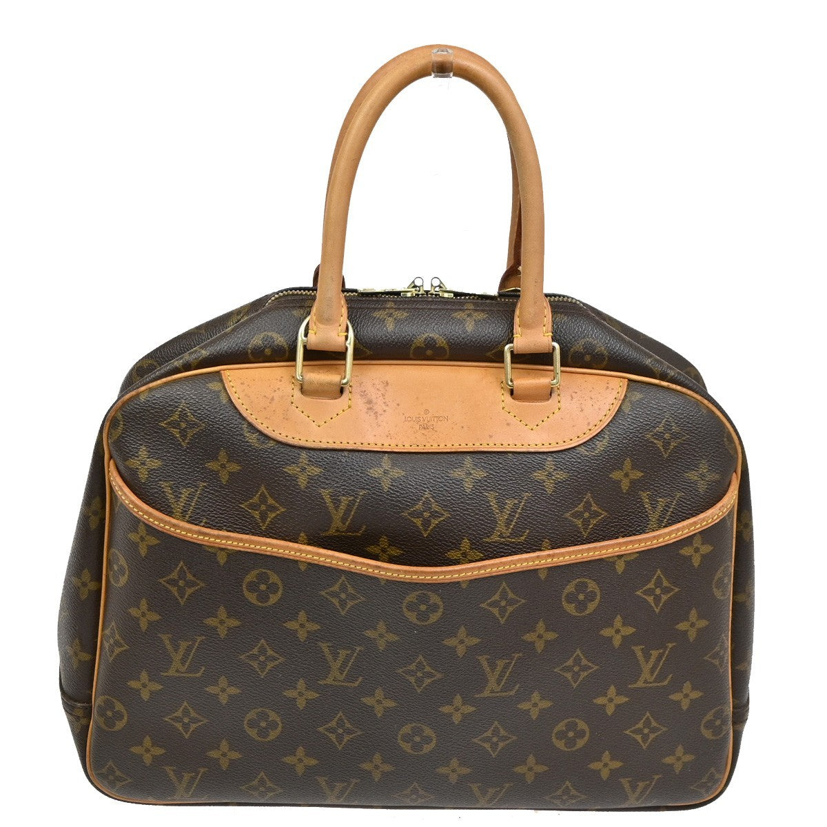 Louis Vuitton Deauville Handbag Monogram Canvas Brown Leather Handbag