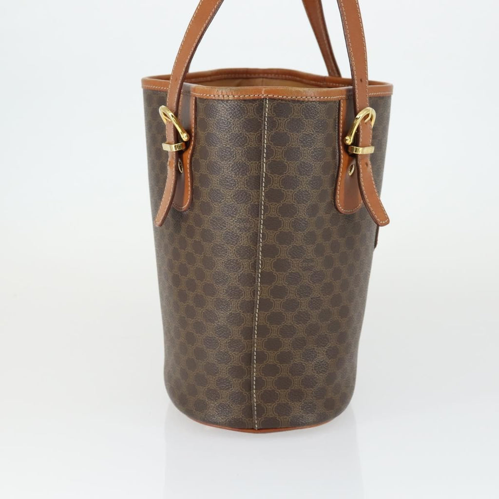 Celine Vintage Macadam Tote Bag Canvas And Leather Brown Canvas Handbag