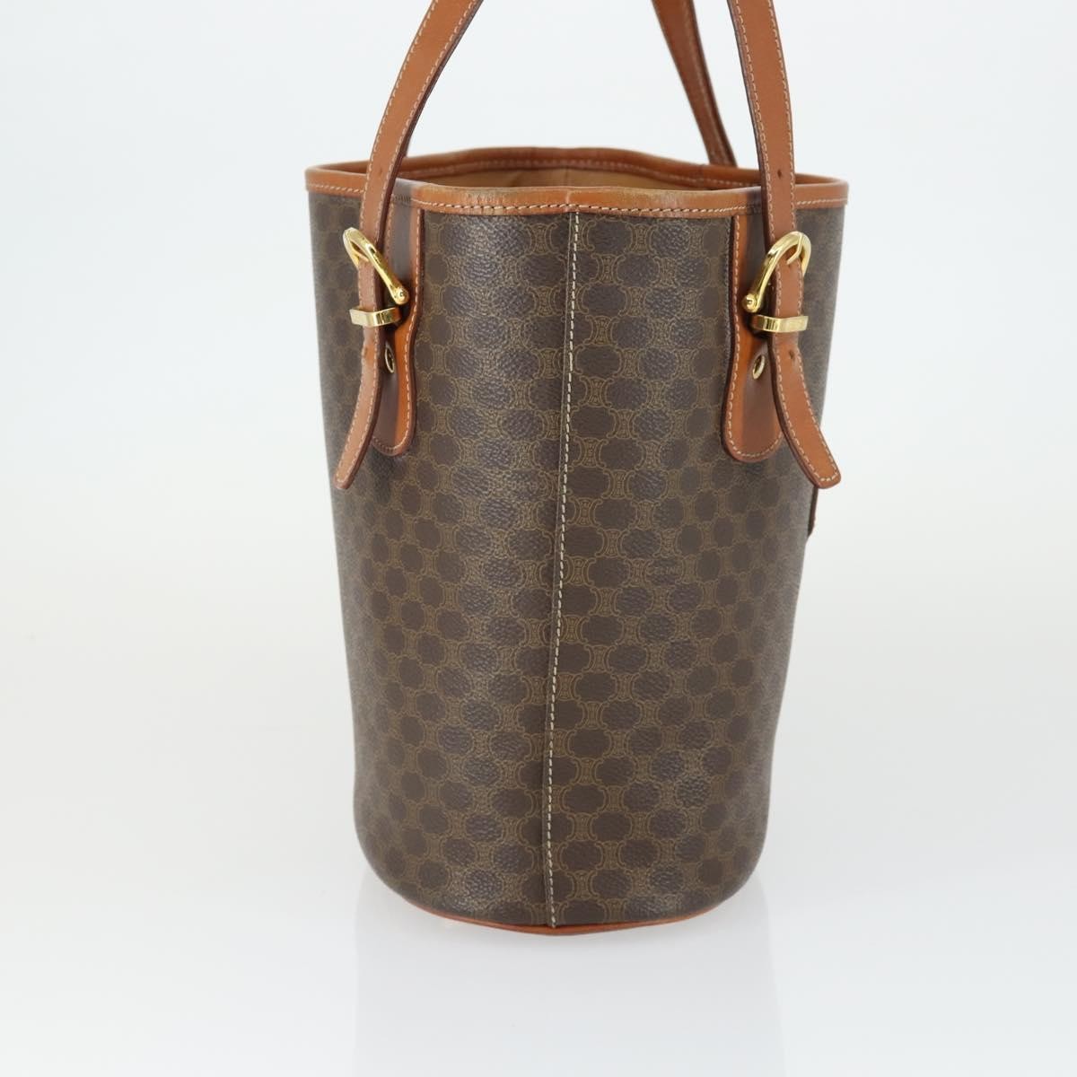 Celine Vintage Macadam Tote Bag Canvas And Leather Brown Canvas Handbag