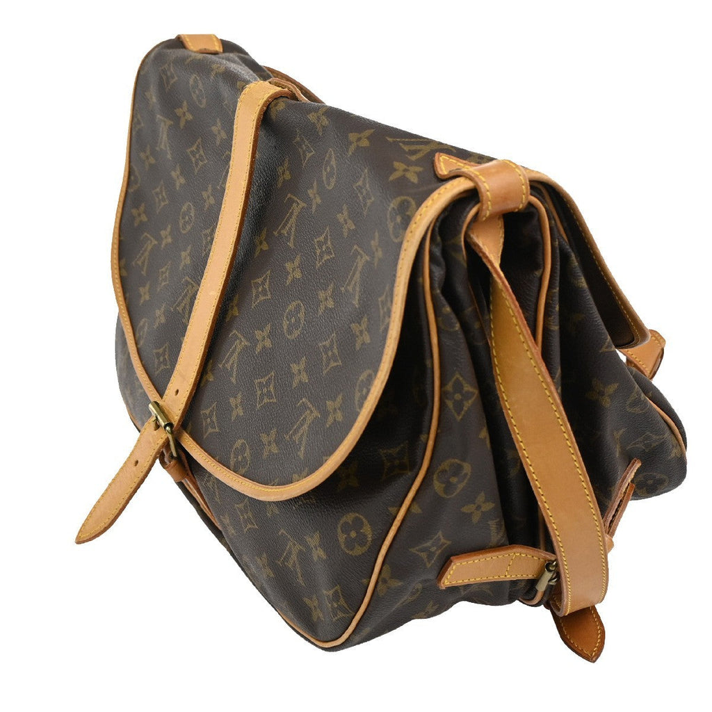 Louis Vuitton Saumur Handbag Monogram Canvas Brown Canvas Shoulder Bag