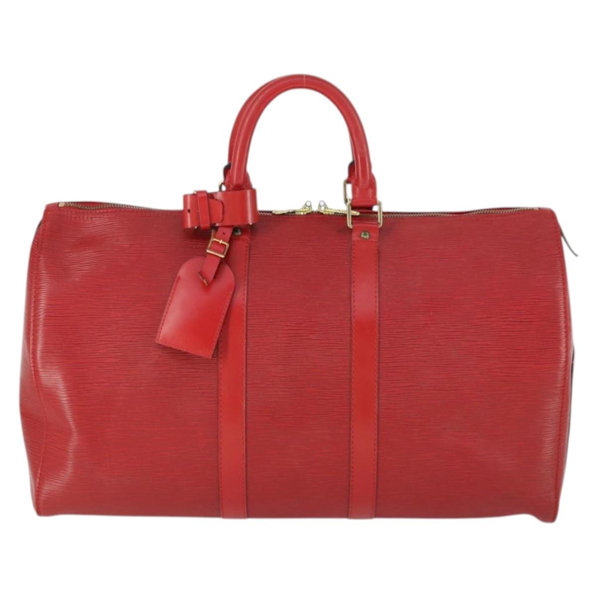 Louis Vuitton Keepall Bag Epi Leather Red Leather Travel Bag