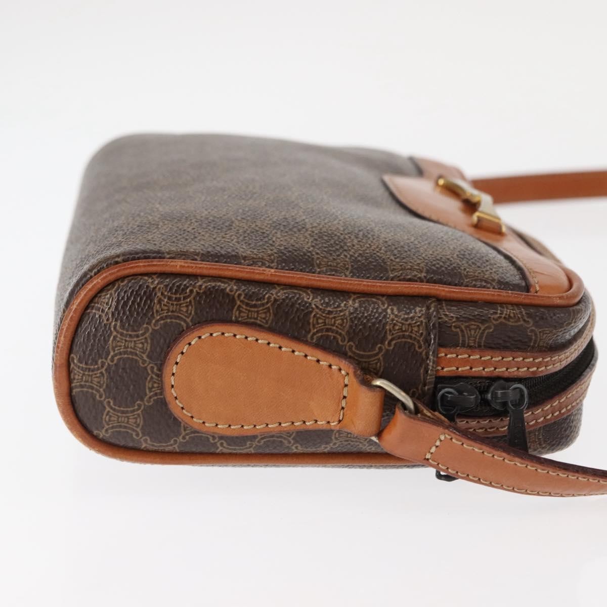 Celine Macadam Shoulder Bag Pvc Leather Brown Canvas Bag