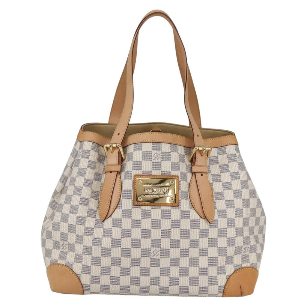Louis Vuitton Hampstead Handbag Damier White Canvas Tote Bag