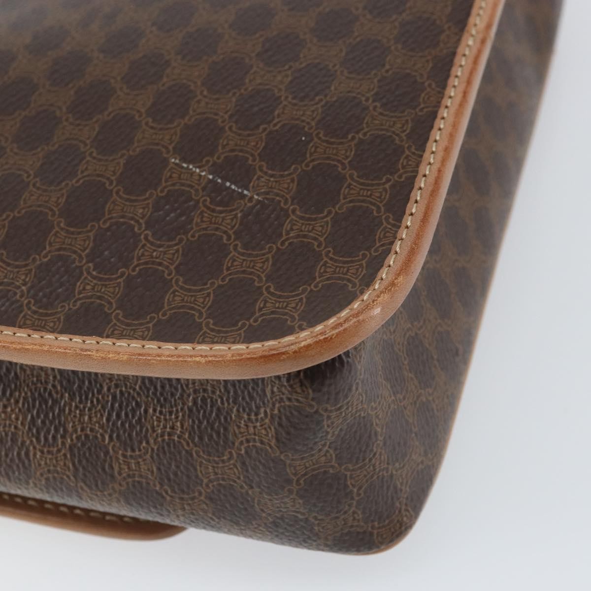 Celine Vintage Macadam Circle Logo Shoulder Bag Canvas And Leather Brown Pvc Shoulder Bag Bag