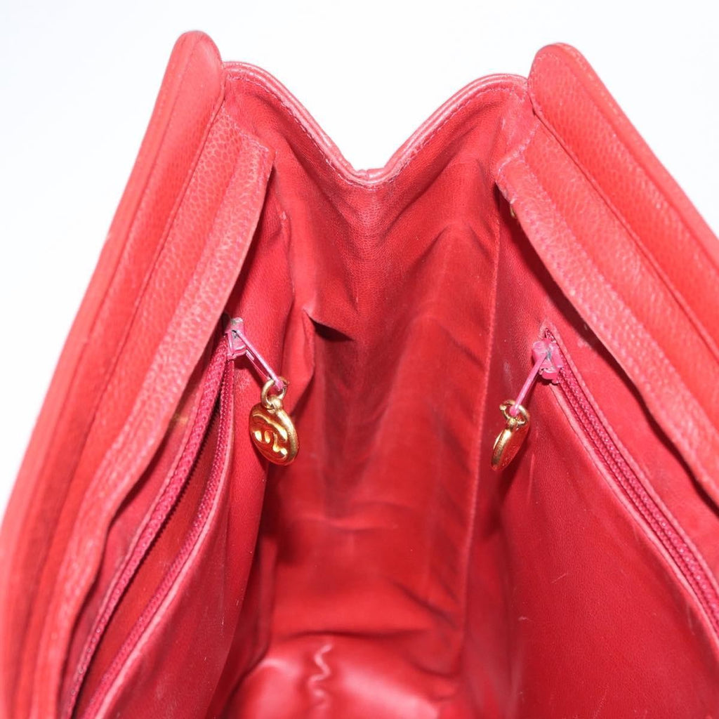 Chanel Vintage Metal Cc Shoulder Bag Caviar Red Leather Shoulder Bag Bag
