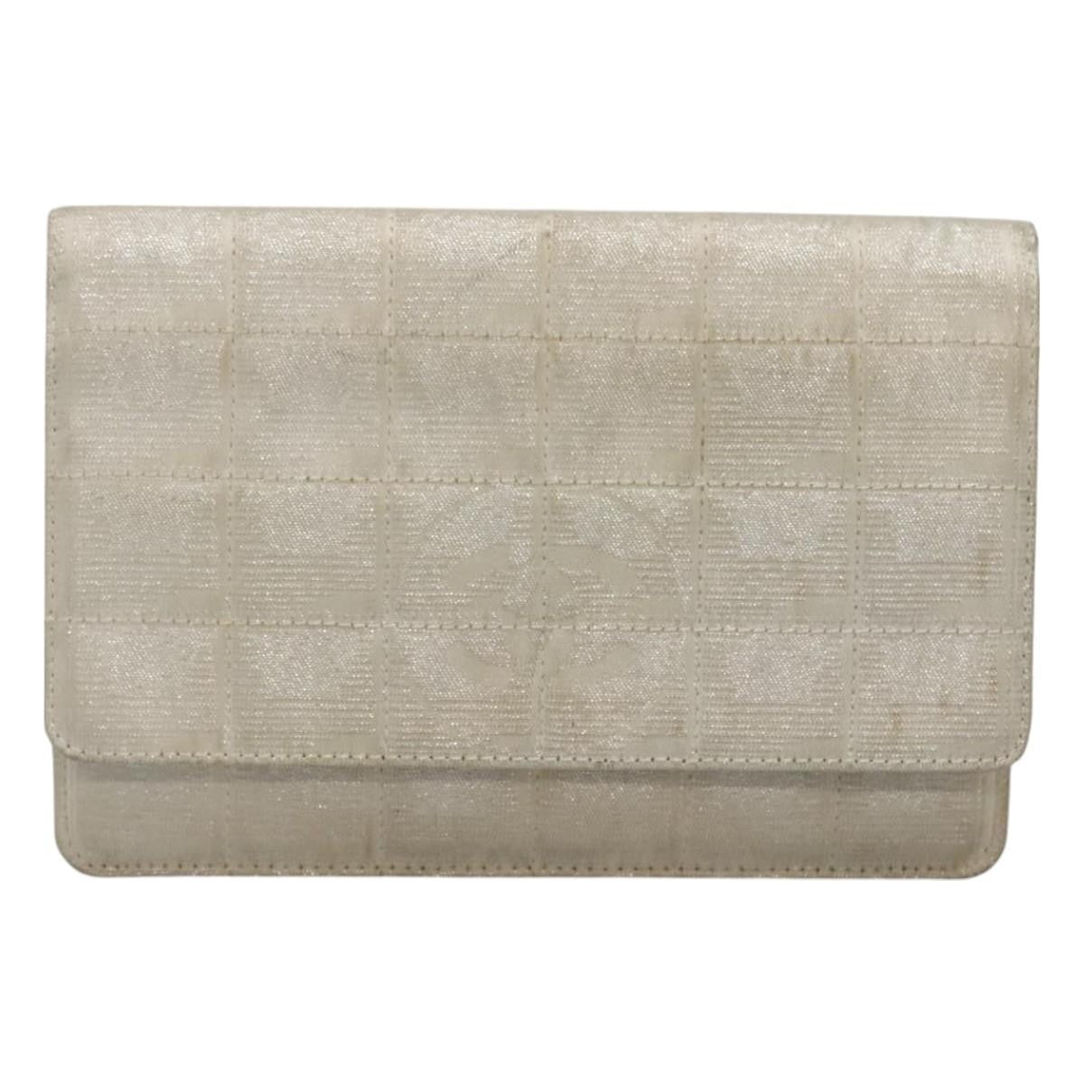 Chanel Travel Line Wallet On Chain Quilted Nylon Silver Nylon Bag