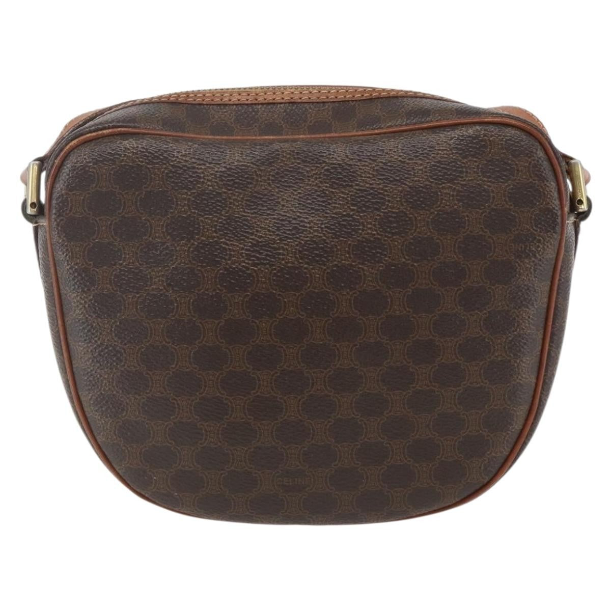 Celine Vintage Macadam Shoulder Bag Canvas And Leather Brown Canvas Shoulder Bag Bag