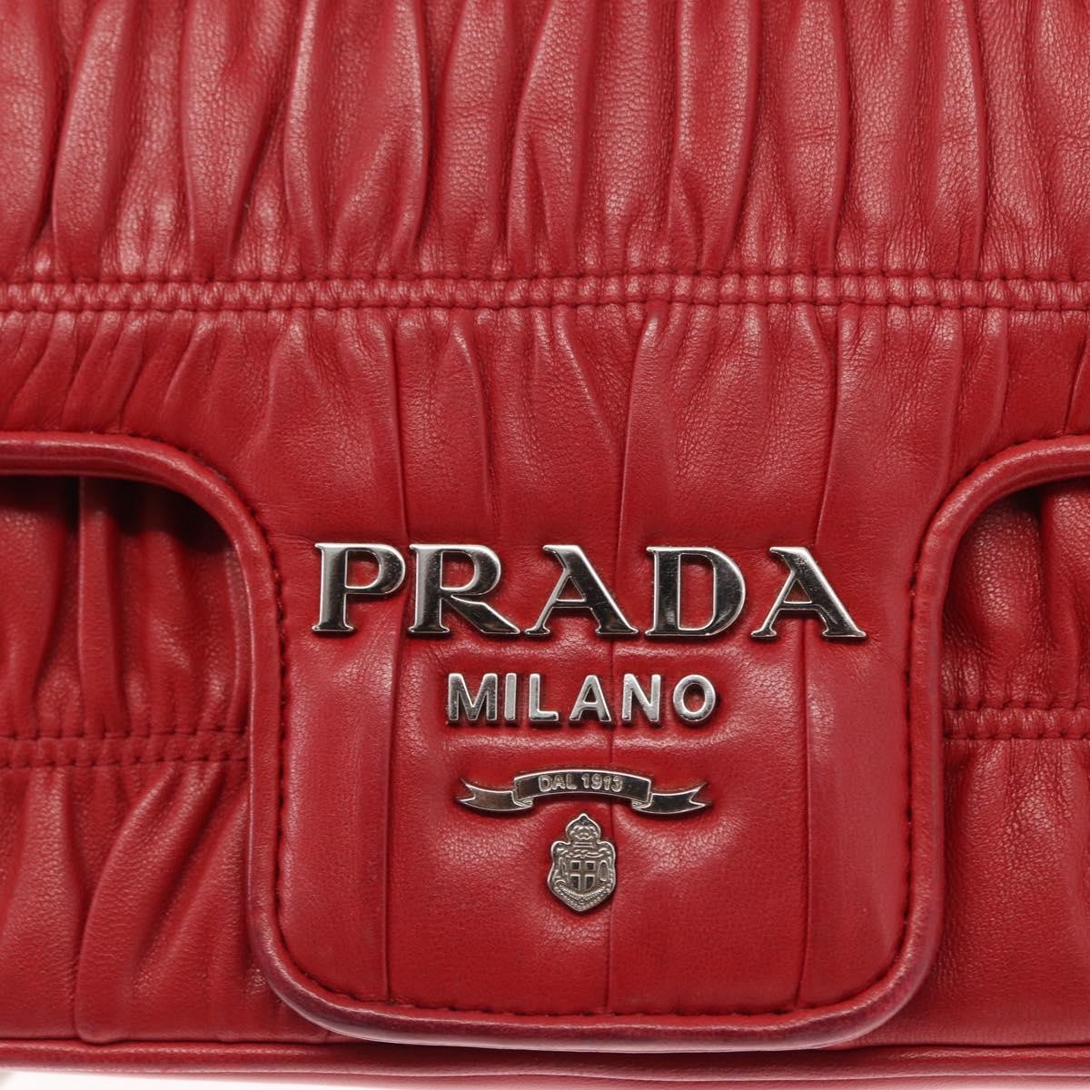 Prada Gaufre Chain Flap Shoulder Bag Nappa Leather Red Leather Shoulder Bag Bag