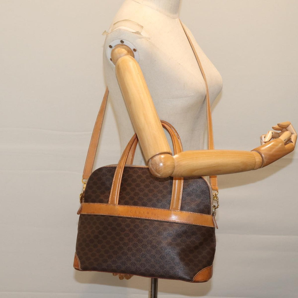 Celine Vintage Macadam Handbag Canvas And Leather Brown Canvas Handbag