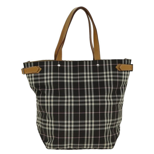Burberry Nova Check Blue Label Nylon Brown Nylon Tote Bag