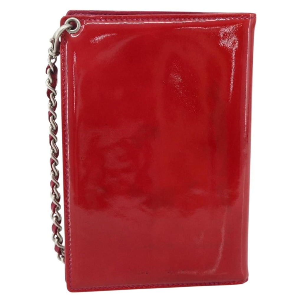 Chanel Vintage Cc Bifold Card Holder Patent Leather Red Patent_Leather Card Holders Accessory