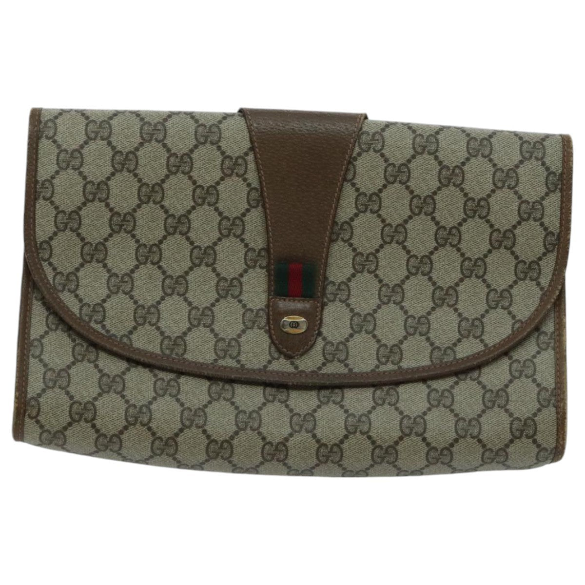 Gucci Sherry Line Pouch Canvas Beige Canvas Clutche & Pouche Bag (Pre-Owned)