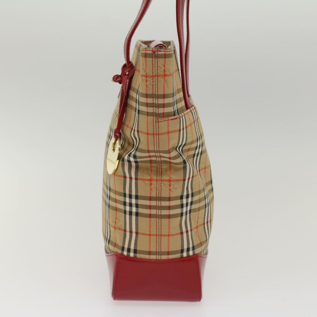 Burberry Nova Check Tote Nylon And Leather Beige Nylon Tote Bag