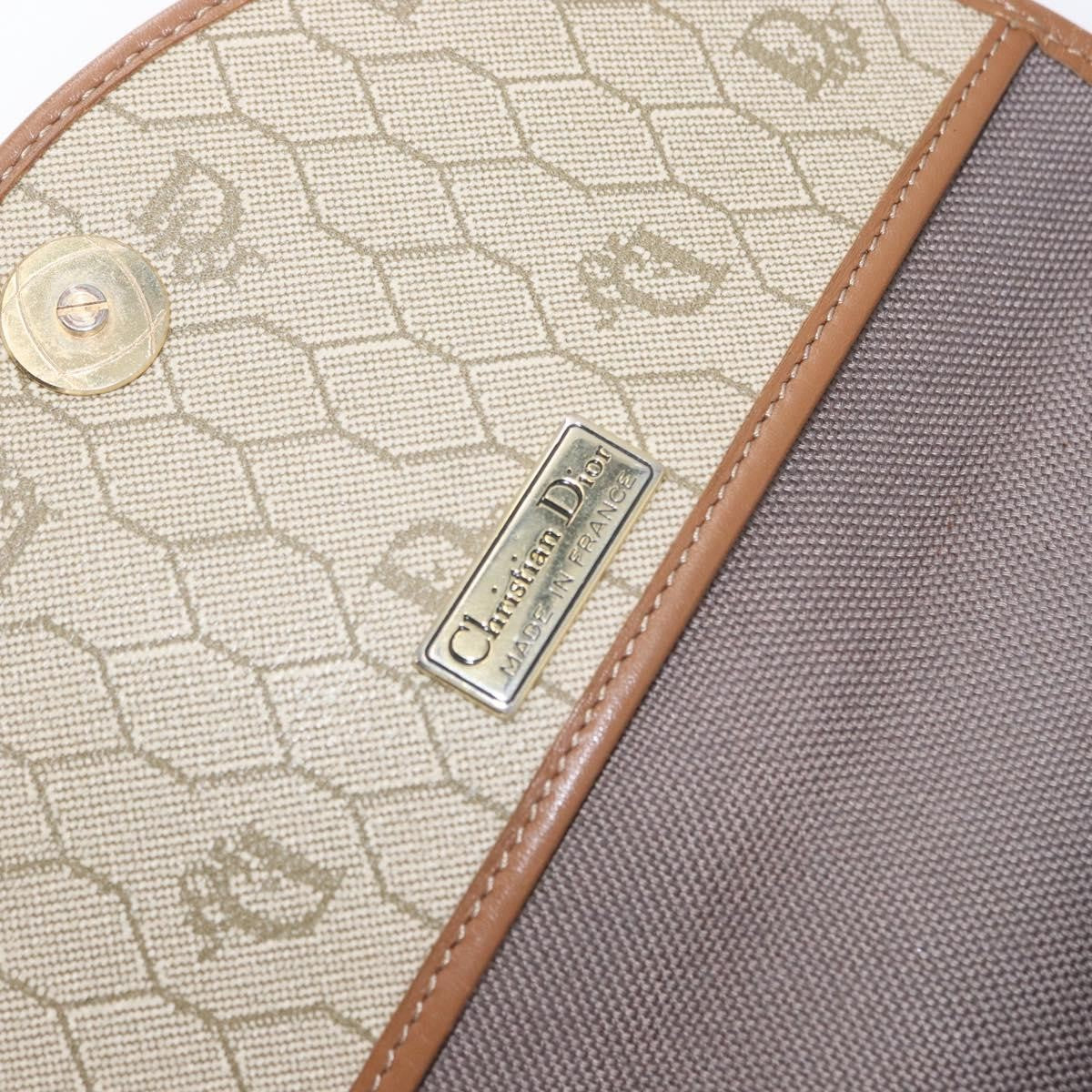 Christian Dior Vintage Honeycomb Flap Crossbody Bag Canvas And Leather Beige Canvas Shoulder Bag Bag (Pre-Owned)