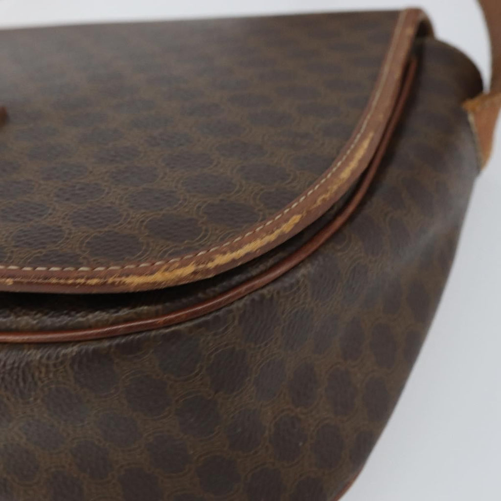Celine Vintage Macadam Shoulder Bag Canvas And Leather Brown Canvas Shoulder Bag Bag