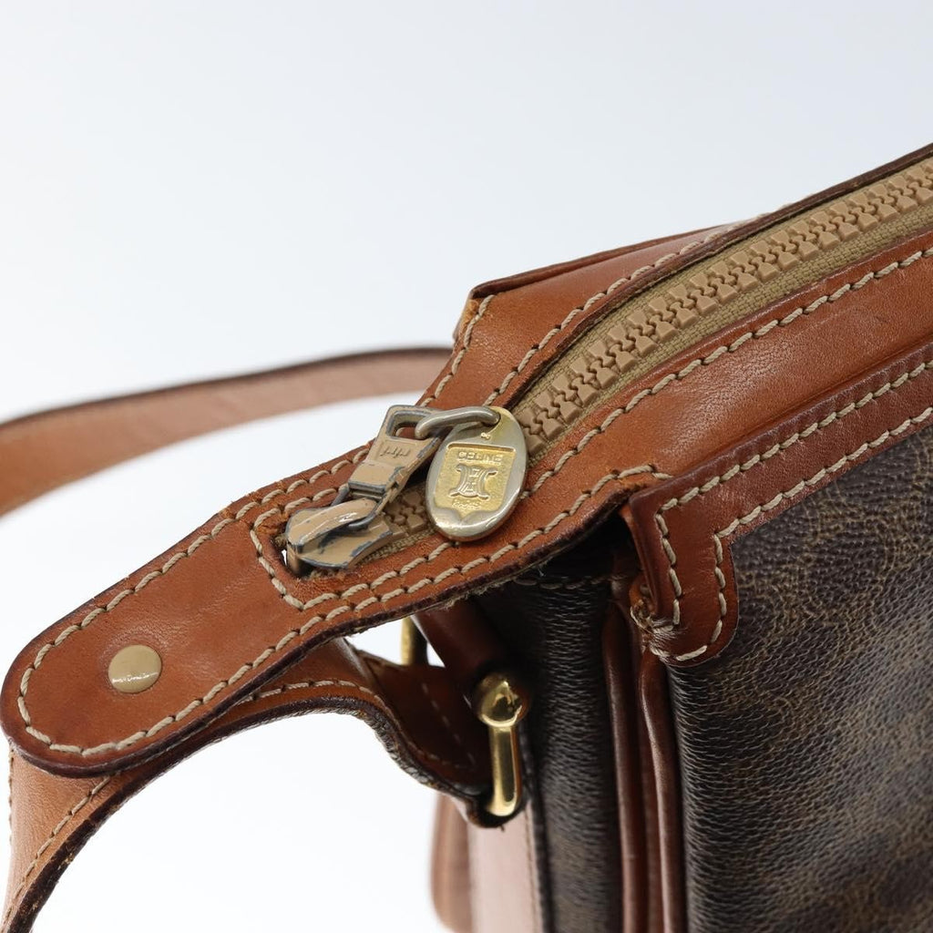 Celine Macadam Shoulder Bag Pvc Leather Brown Canvas Shoulder Bag Bag