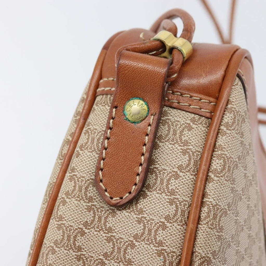 Celine Vintage Macadam Shoulder Bag Canvas And Leather Beige Canvas Shoulder Bag Bag