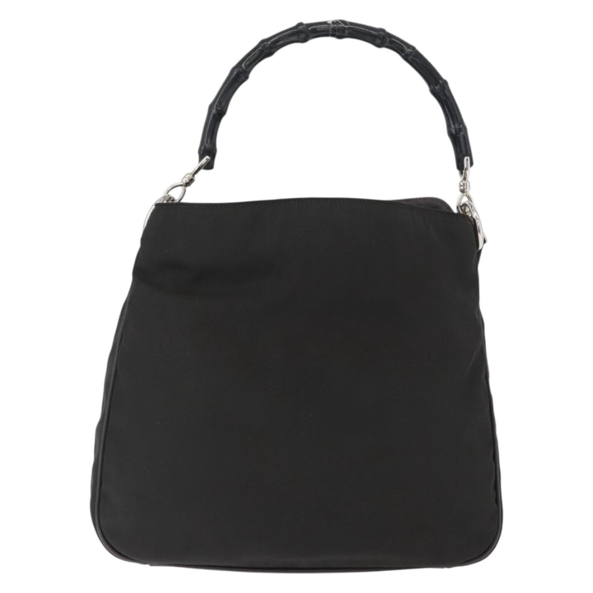 Gucci Vintage Bamboo Handle Bag Nylon Black Nylon Handbag (Pre-Owned)