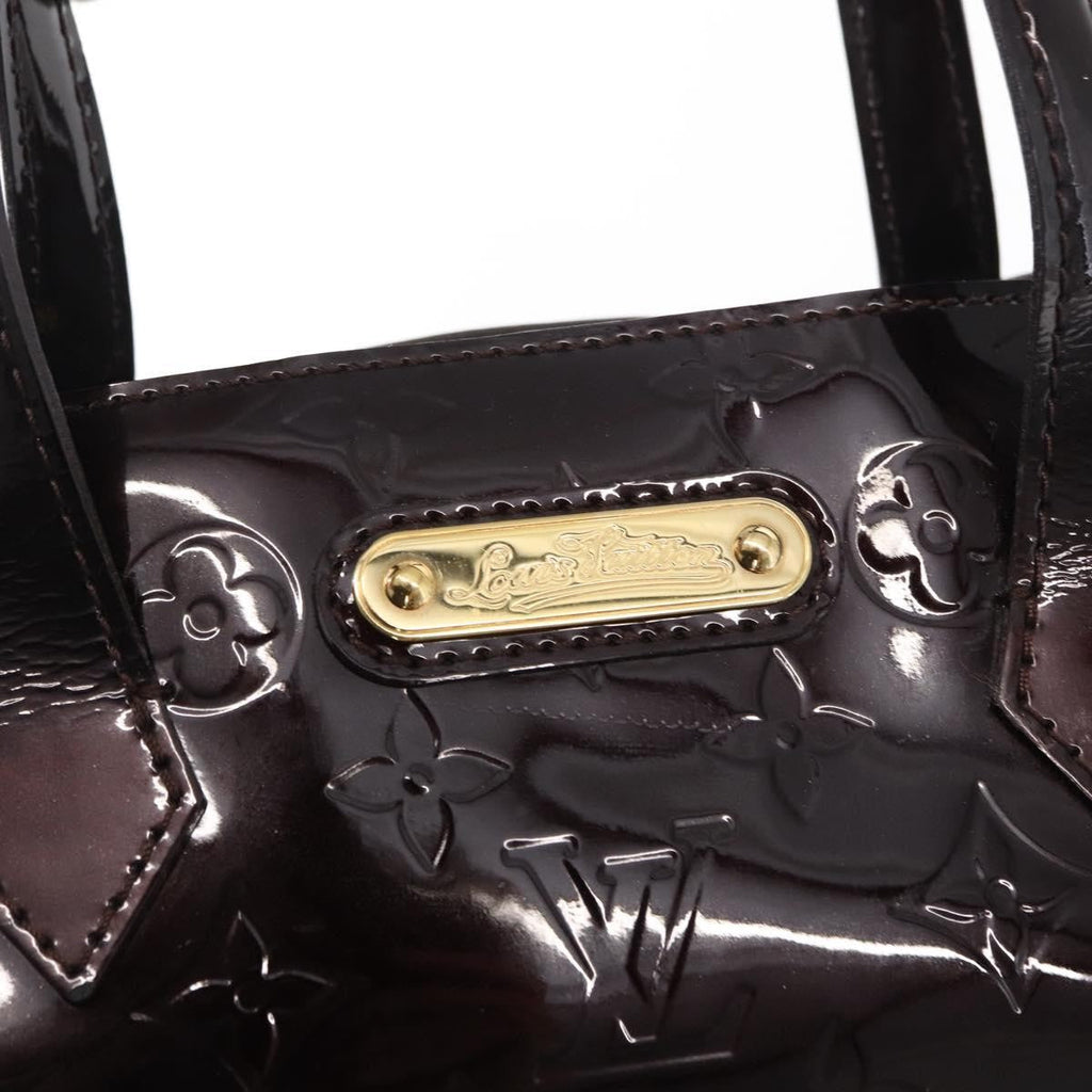 Louis Vuitton Wilshire Handbag Monogram Vernis Purple Patent_Leather Tote Bag