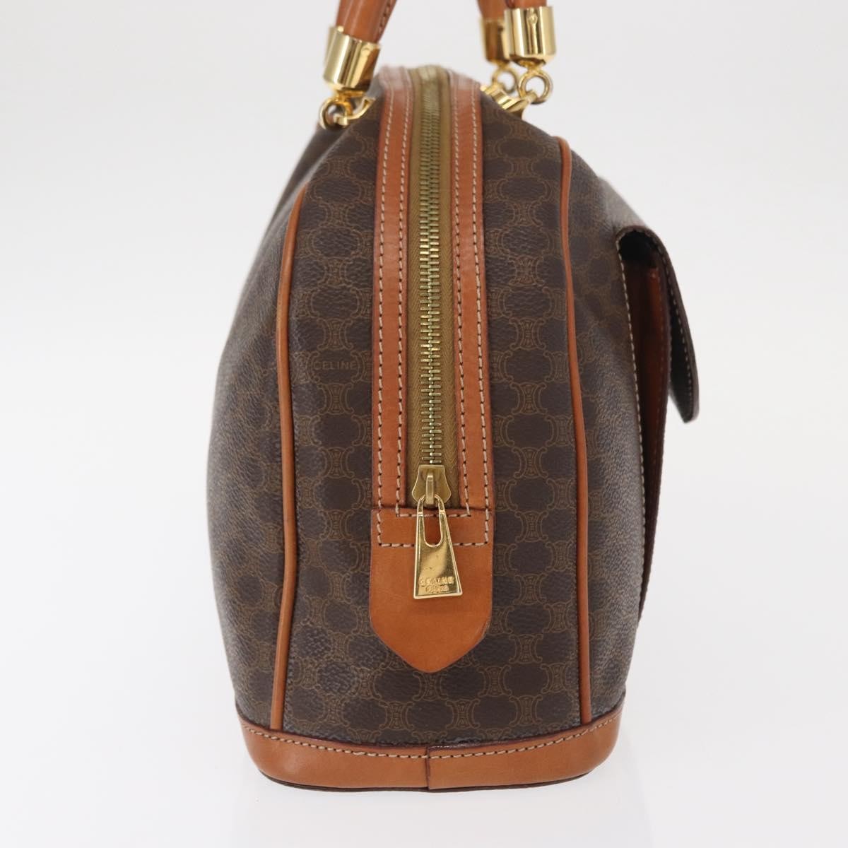 Celine Vintage Macadam Handbag Canvas And Leather Brown Canvas Handbag