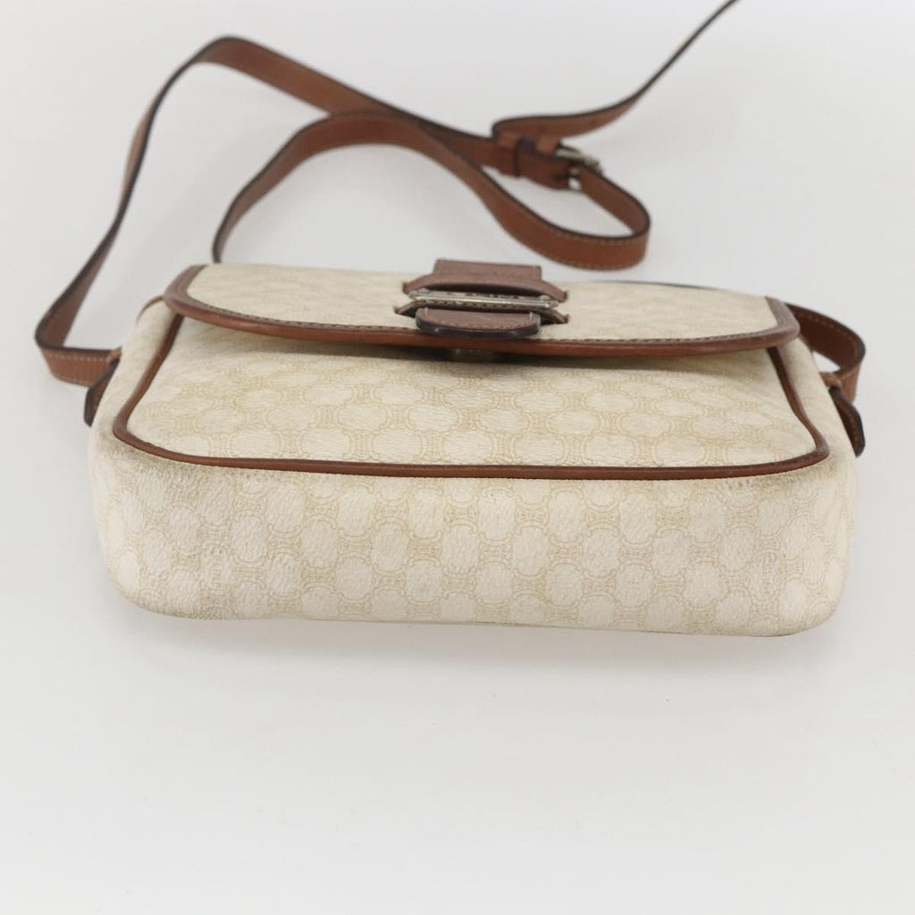 Celine Vintage Macadam Shoulder Bag Canvas And Leather White Canvas Shoulder Bag Bag