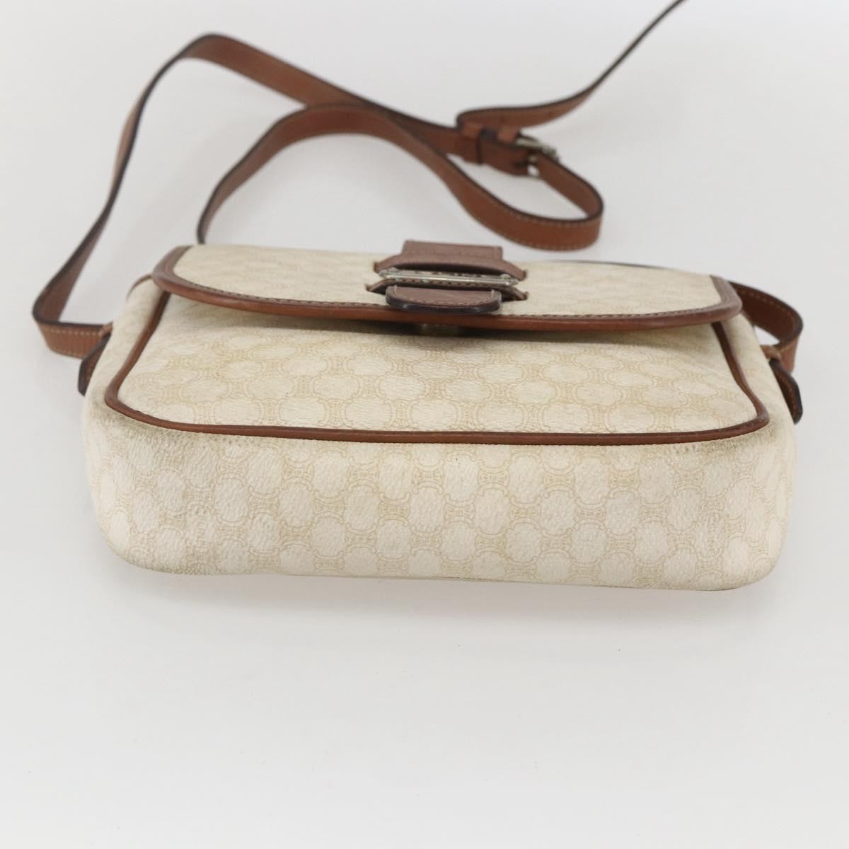 Celine Vintage Macadam Shoulder Bag Canvas And Leather White Canvas Shoulder Bag Bag