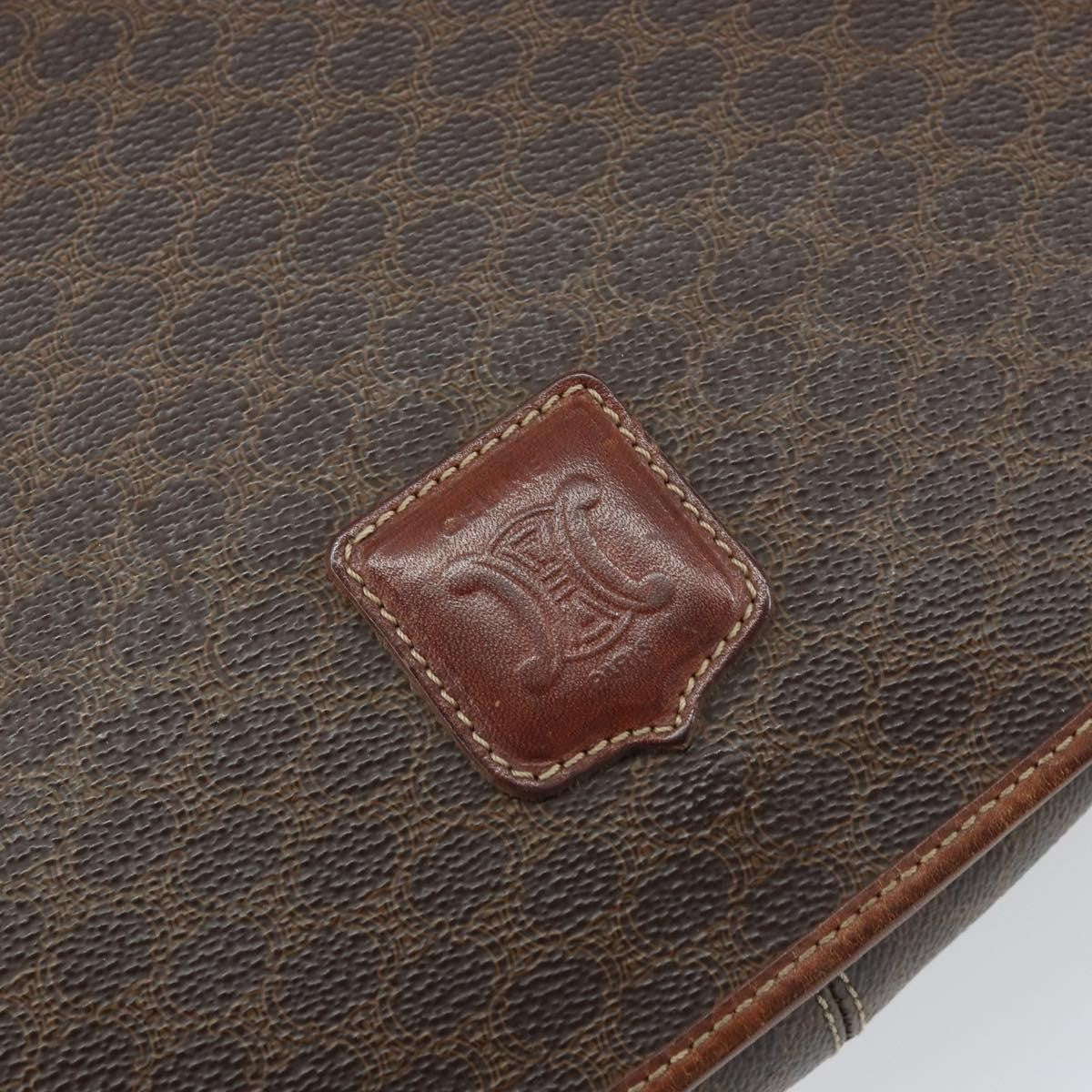 Celine Vintage Macadam Shoulder Bag Canvas And Leather Brown Canvas Shoulder Bag Bag