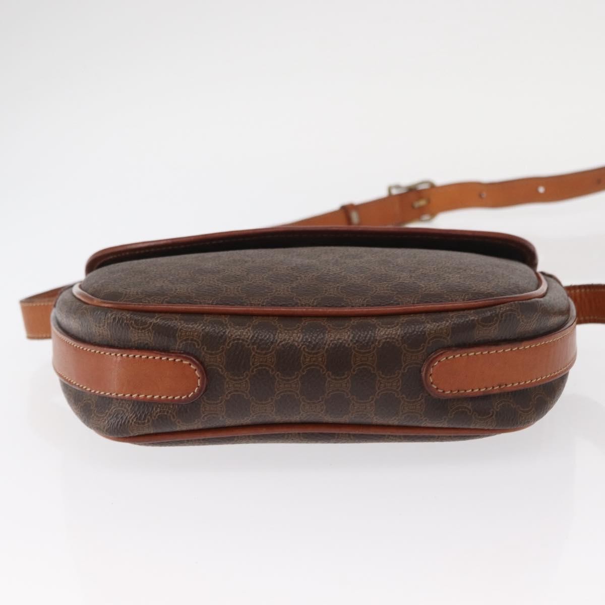 Celine Vintage Macadam Shoulder Bag Canvas And Leather Brown Canvas Shoulder Bag Bag