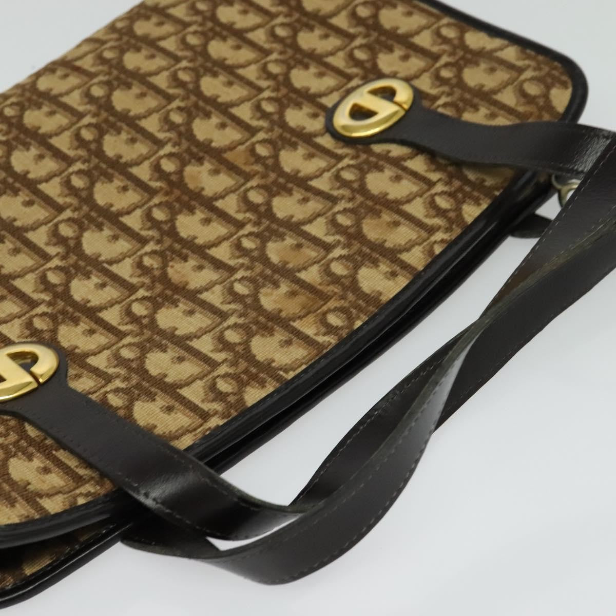 Christian Dior Vintage Trotter Handbag Canvas Brown Canvas Handbag (Pre-Owned)