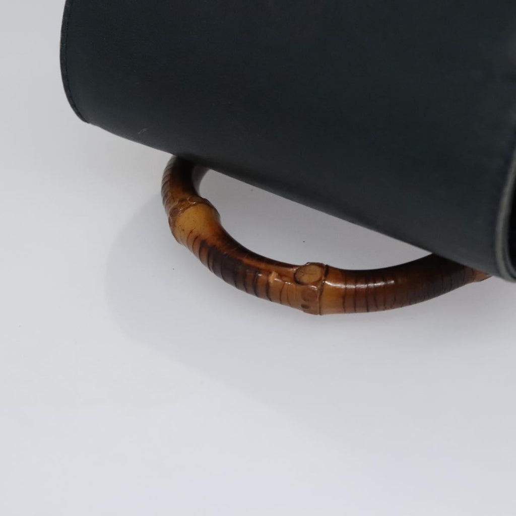 Gucci Vintage Bamboo Backpack Leather Black Leather Backpack Bag (Pre-Owned)
