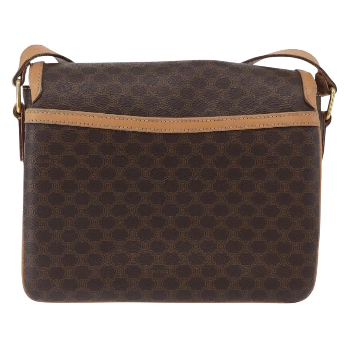 Celine Vintage Macadam Shoulder Bag Canvas And Leather Brown Canvas Shoulder Bag Bag