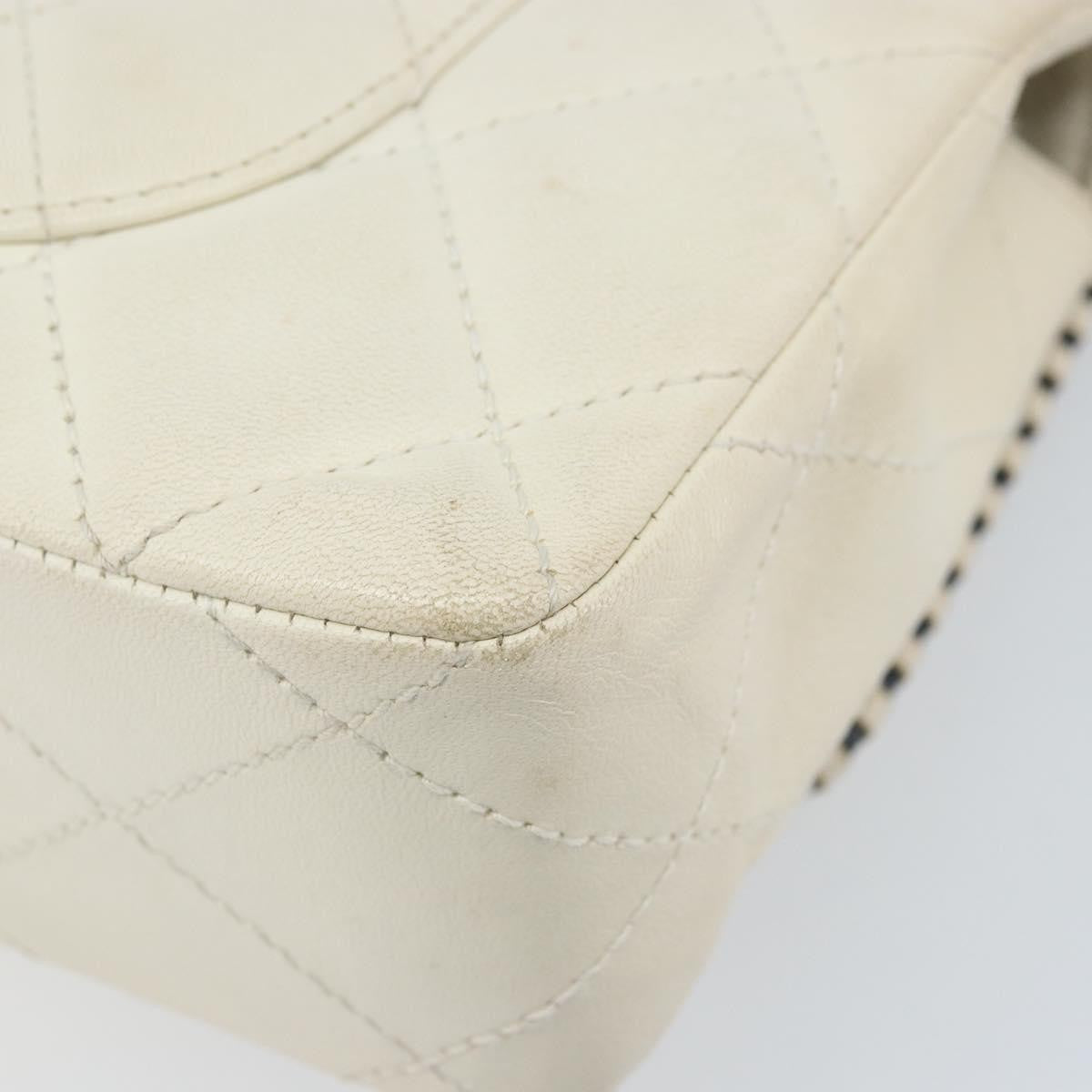 Chanel Vintage Punched Edge Classic Single Flap Bag Quilted Lambskin White Leather Shoulder Bag Bag