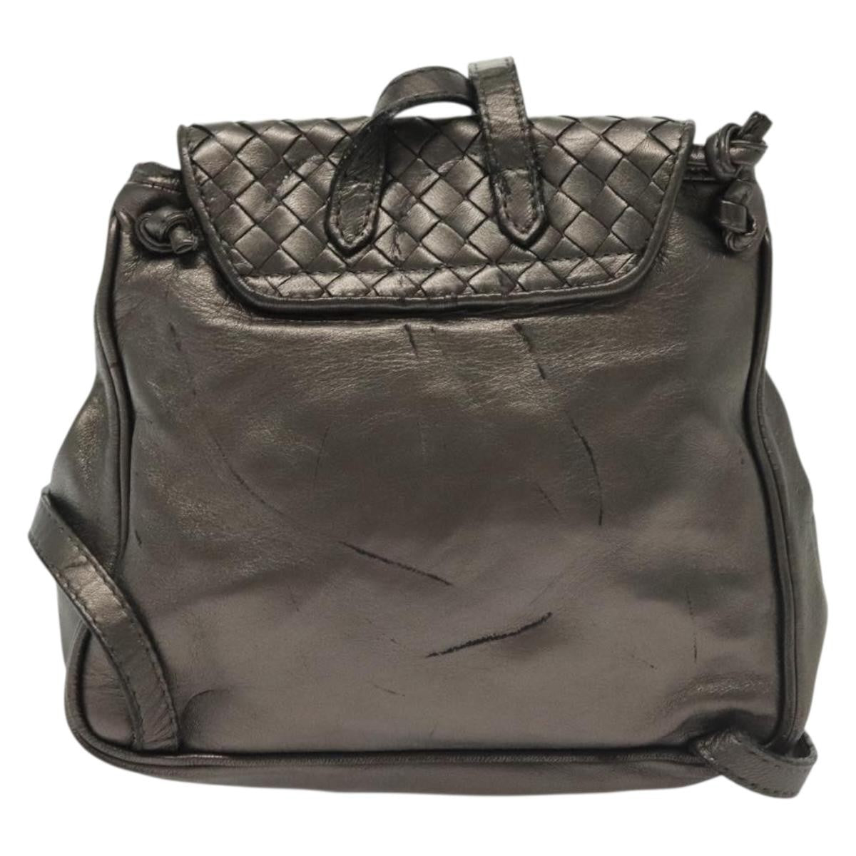 Bottega Veneta Intrecciato Backpack Patent Leather Metallic Leather Backpack Bag
