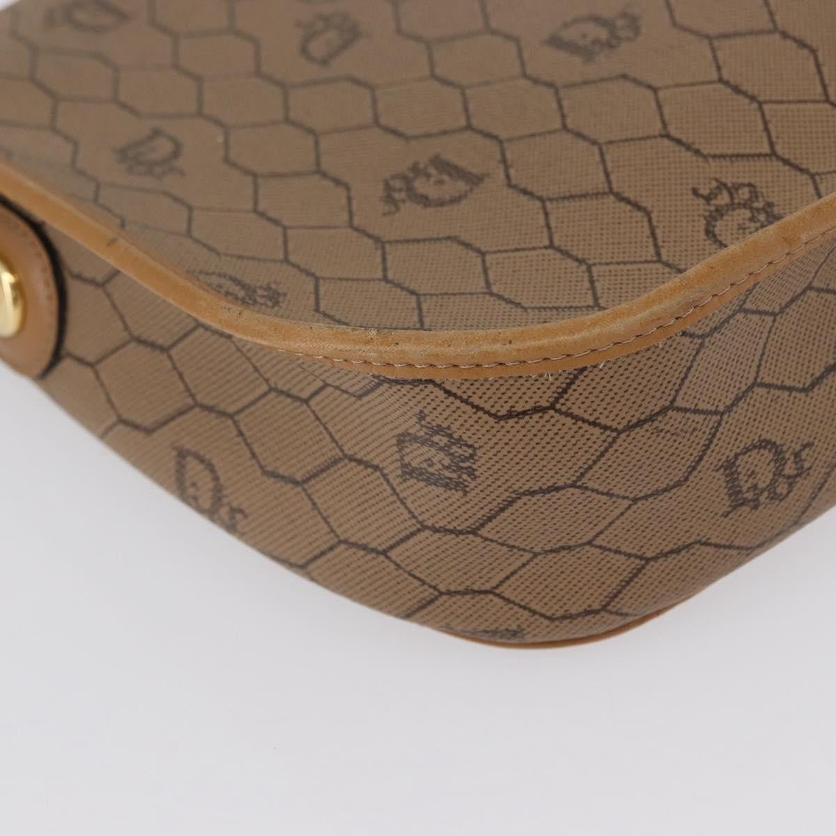Christian Dior Vintage Honeycomb Shoulder Bag Canvas And Leather Beige Canvas Shoulder Bag Bag (Pre-Owned)
