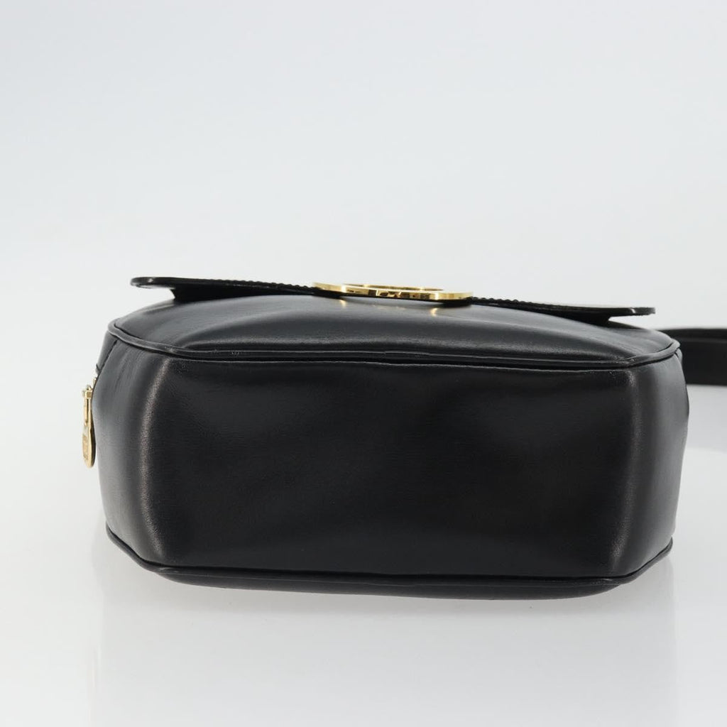 Celine Circle Logo Shoulder Bag Leather Black Leather Shoulder Bag Bag