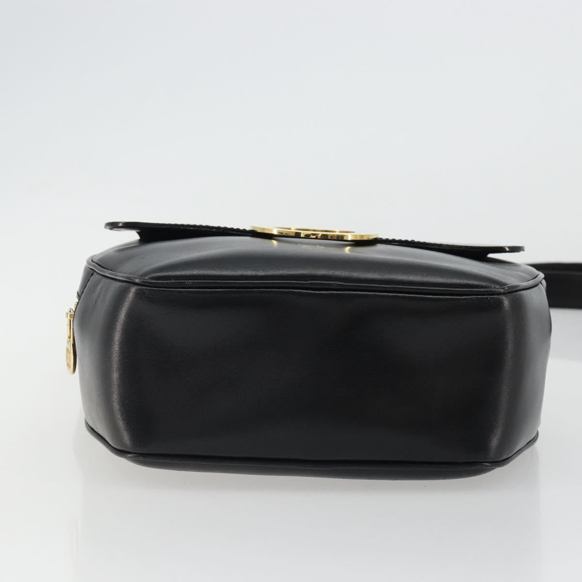 Celine Circle Logo Shoulder Bag Leather Black Leather Shoulder Bag Bag