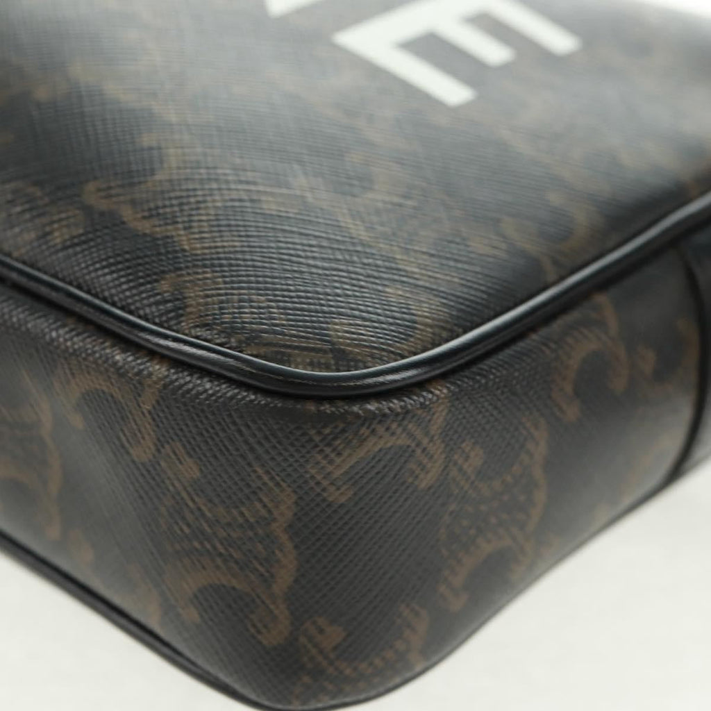 Celine Logo Messenger Bag Triomphe Coated Canvas Black Pvc Shoulder Bag Bag