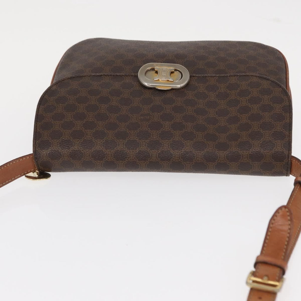 Celine Vintage Macadam Shoulder Bag Canvas Brown Canvas Shoulder Bag Bag