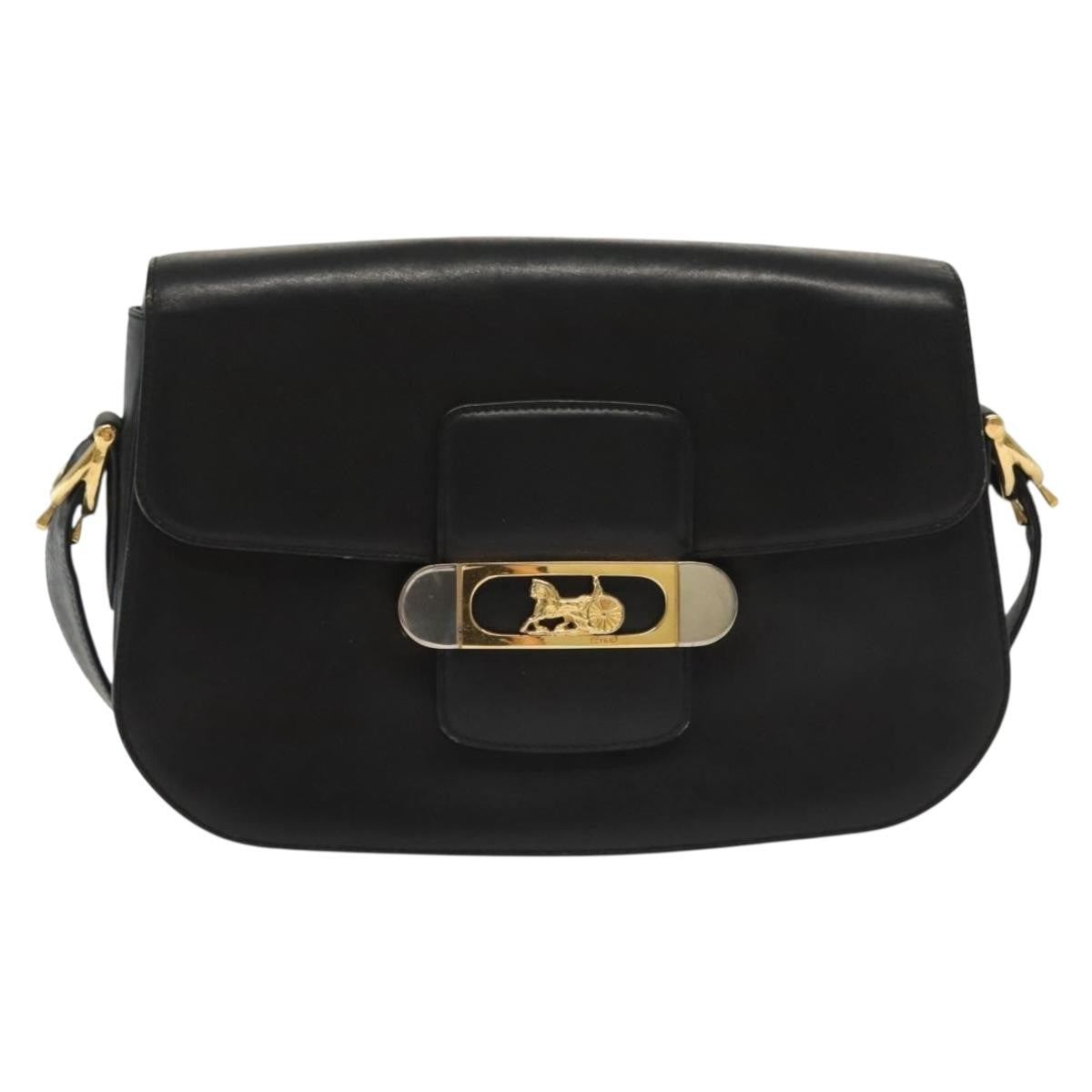 Celine Horse Carriage Shoulder Bag Leather Black Leather Bag