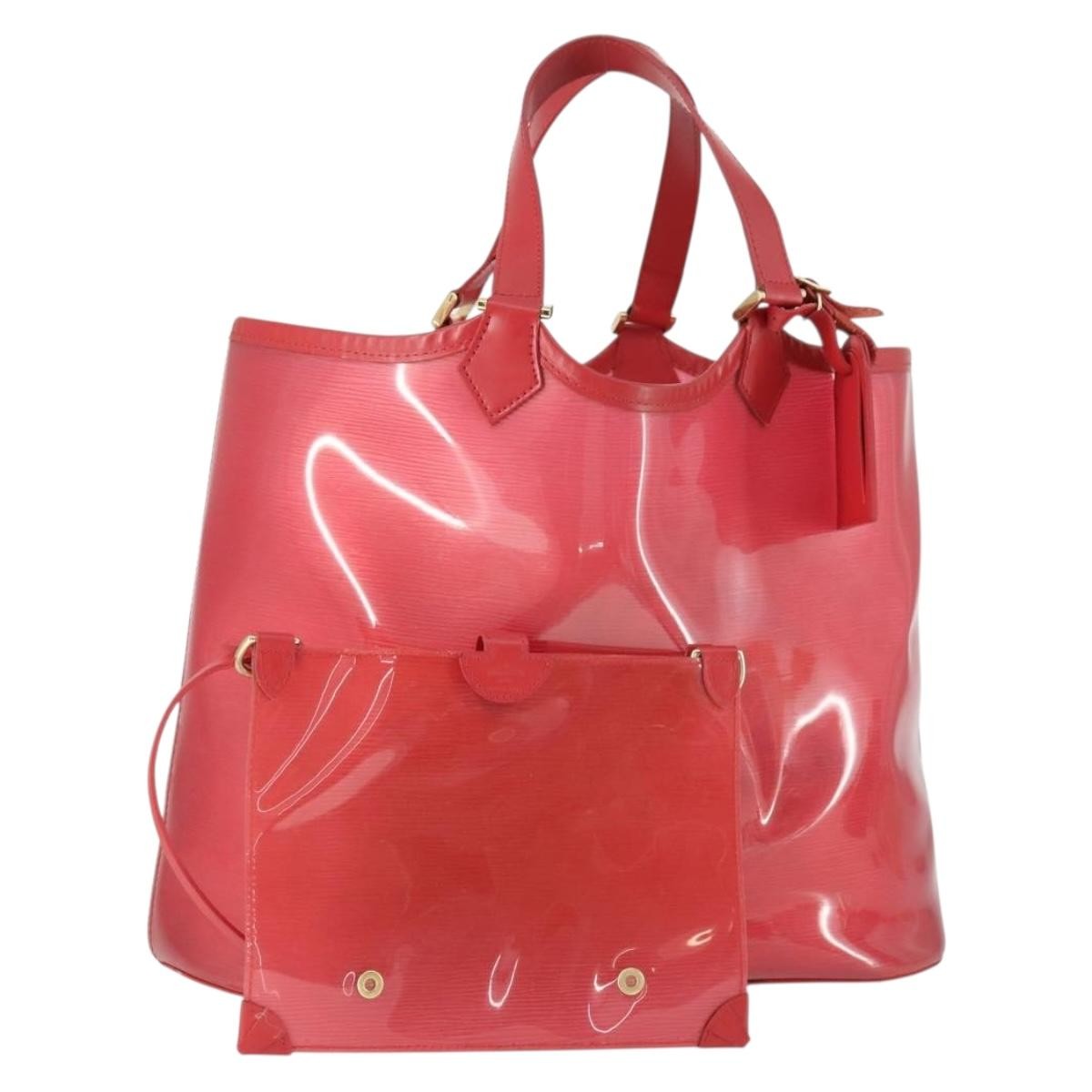Louis Vuitton Plage Lagoon Bay Handbag Vinyl Epi Leather Red Plastic Tote Bag