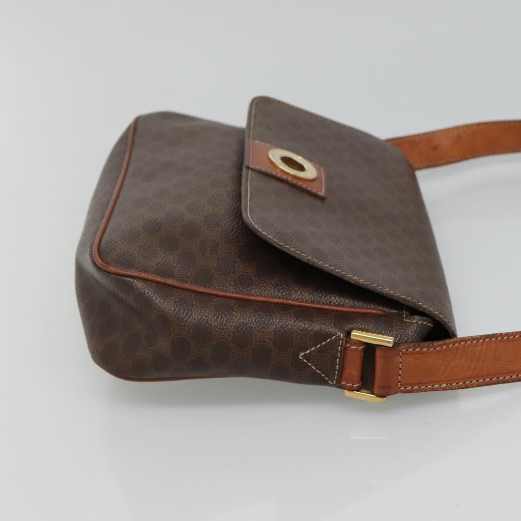 Celine Vintage Macadam Shoulder Bag Canvas Brown Canvas Shoulder Bag Bag