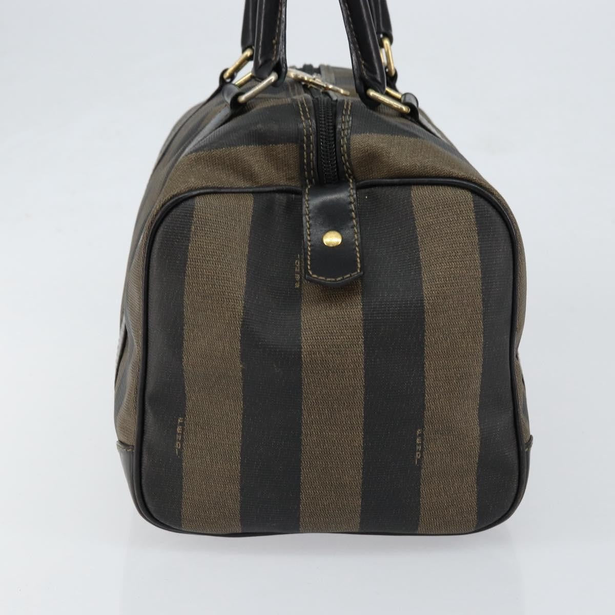 Fendi Vintage Pequin Boston Bag Coated Canvas Brown Canvas Handbag