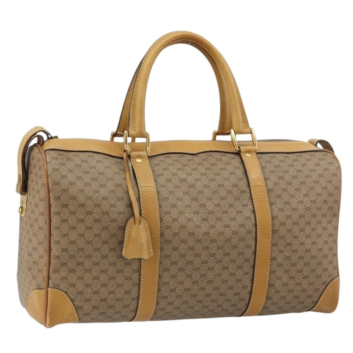 Gucci Vintage Travel Bag Gg Canvas Beige Pvc Travel Bag Bag (Pre-Owned)