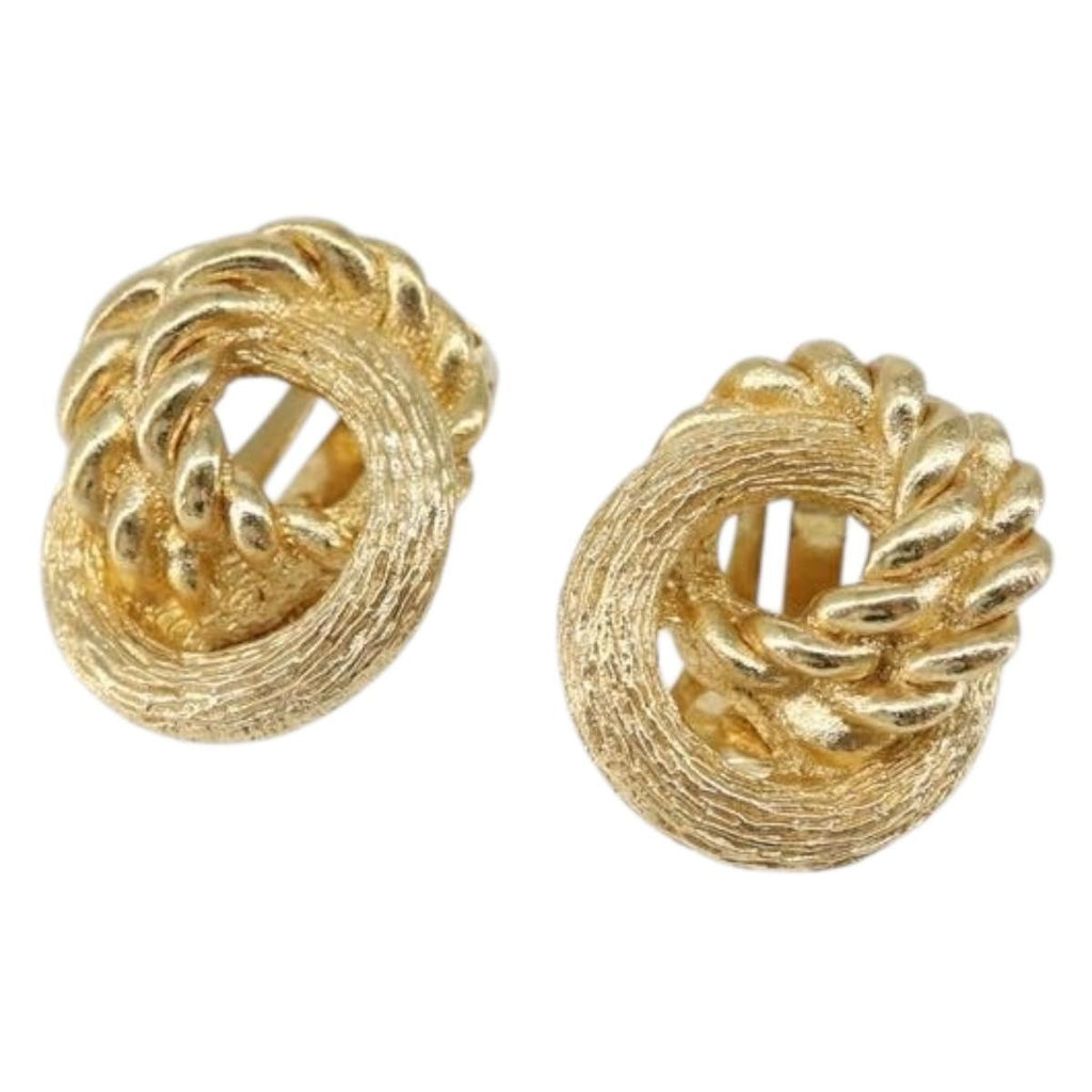 Christian Dior Vintage Round Clip-On Earrings Metal Gold Metal Earrings Jewelry (Pre-Owned)