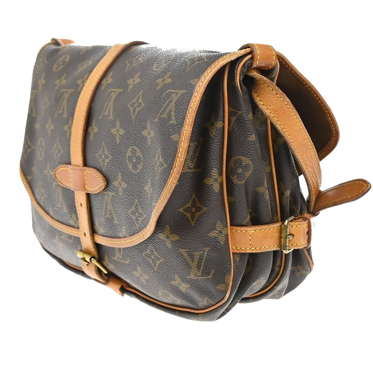 Louis Vuitton Saumur Handbag Monogram Canvas Brown Canvas Shoulder Bag