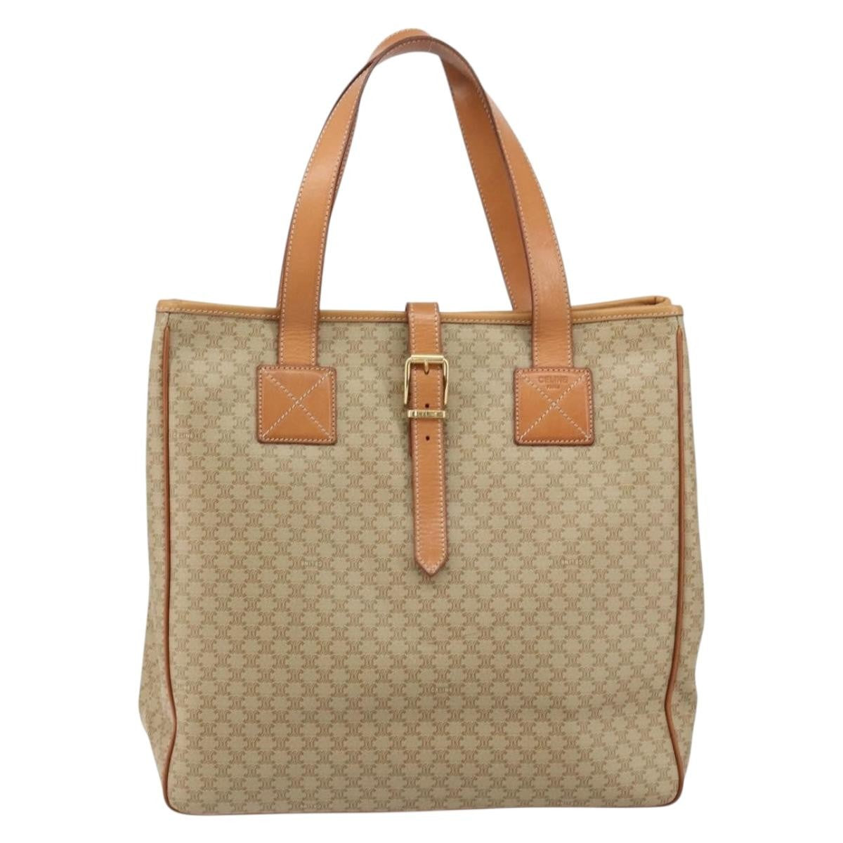Celine Macadam Shoulder Bag Pvc Leather Beige Canvas Shoulder Bag Bag