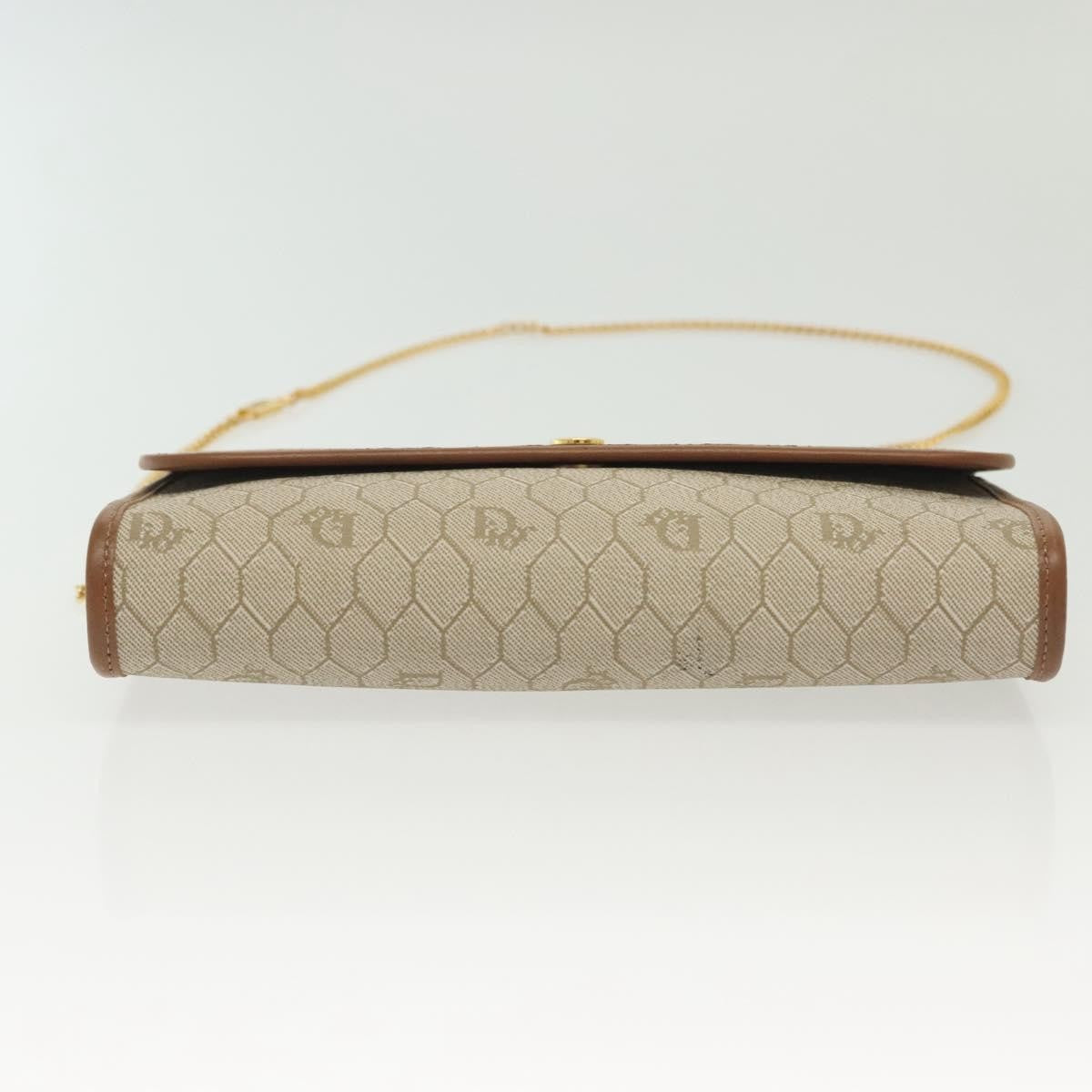 Christian Dior Vintage Honeycomb Chain Canvas Beige Canvas Bag (Pre-Owned)