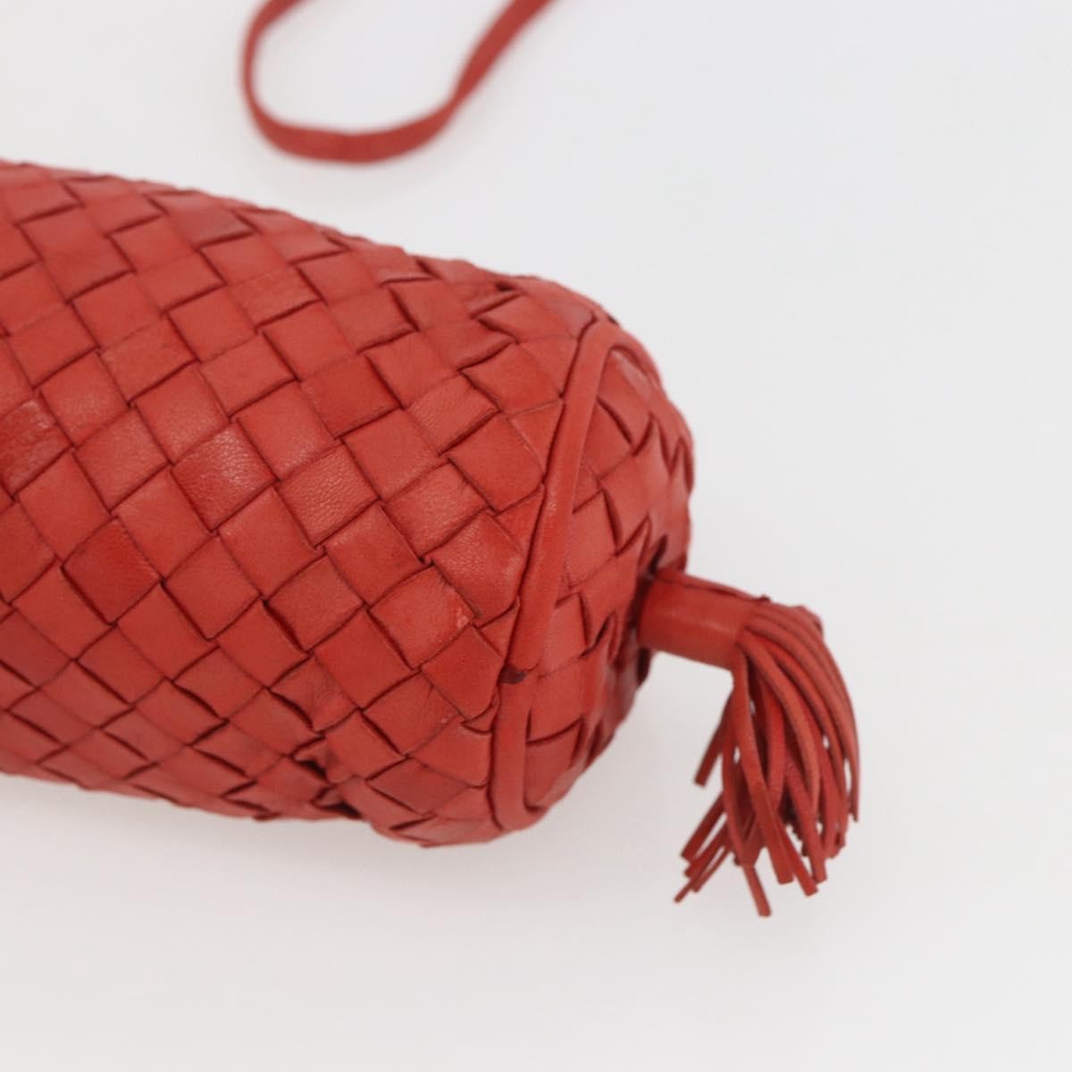Bottega Veneta Intrecciato Clutch Bag Leather Red Leather Clutche & Pouche Bag