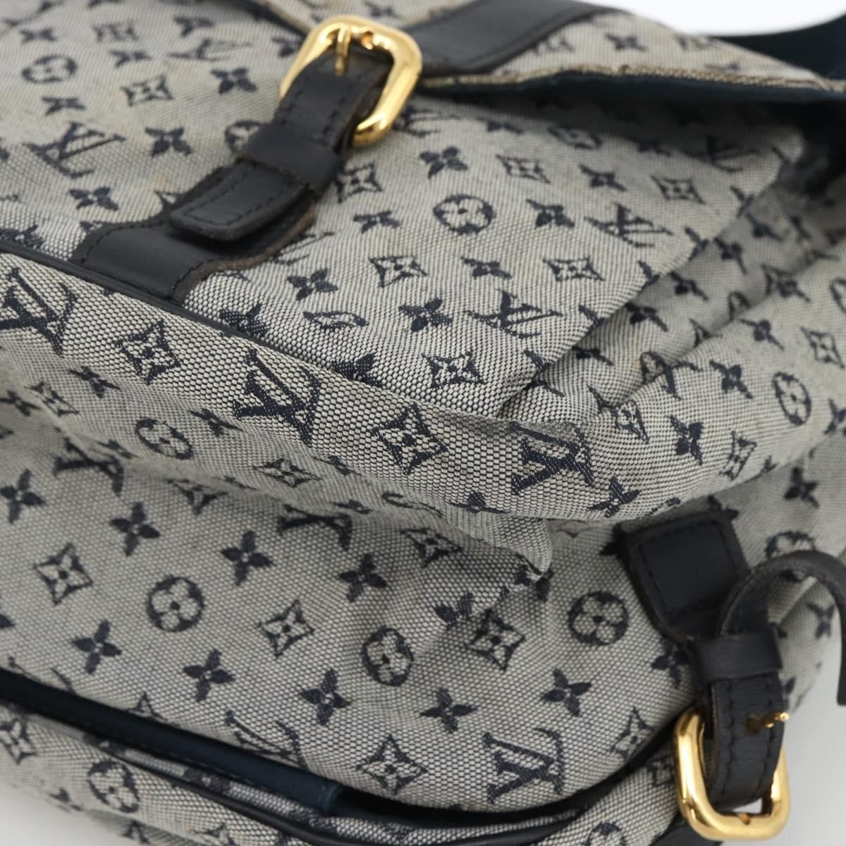 Louis Vuitton Sac Maman Handbag Mini Lin Blue Canvas Shoulder Bag